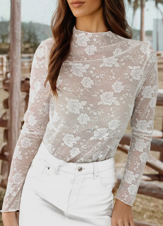 Floral Mesh Top (cream)