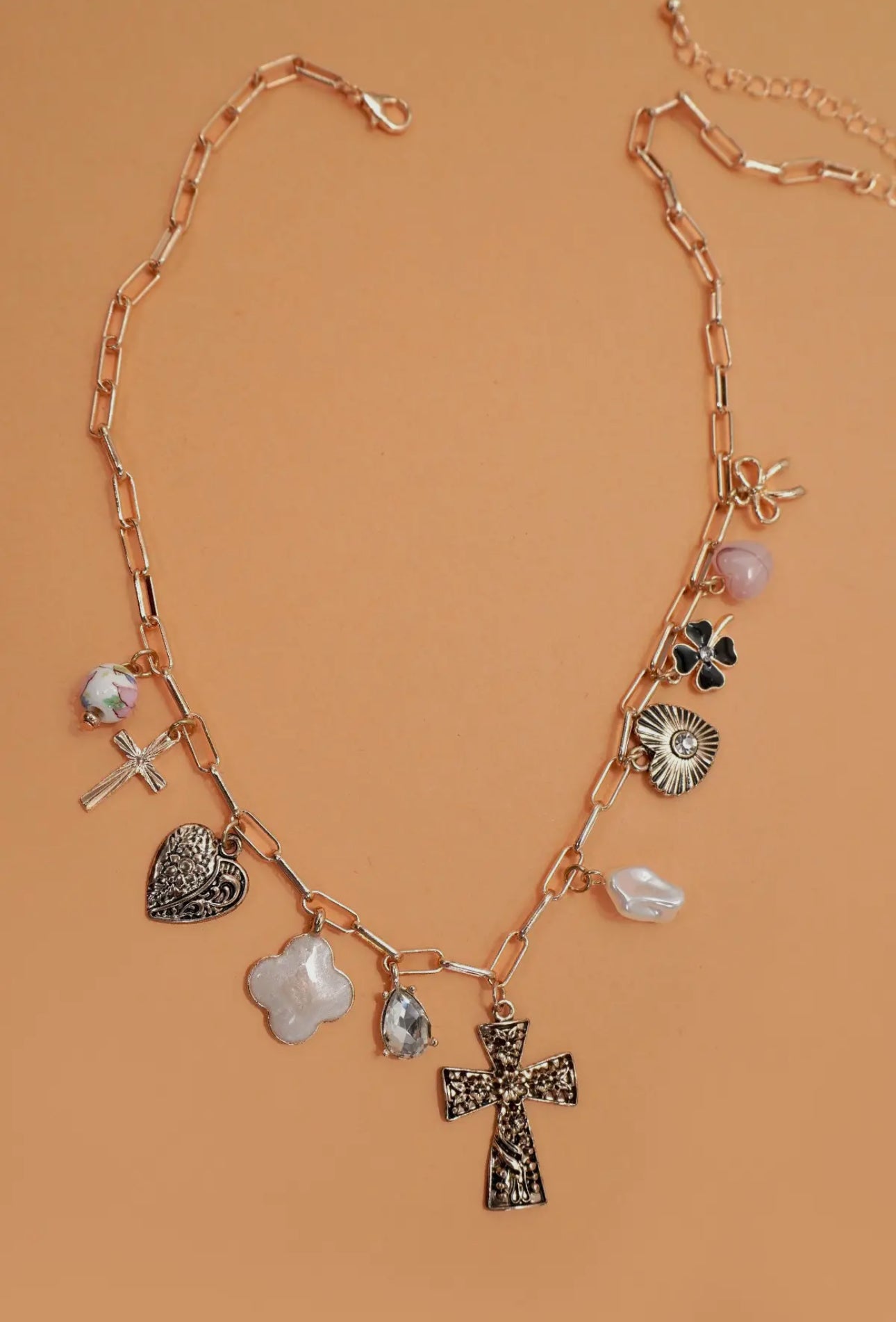 Cross|Heart|Bow|Clover Charm Necklace