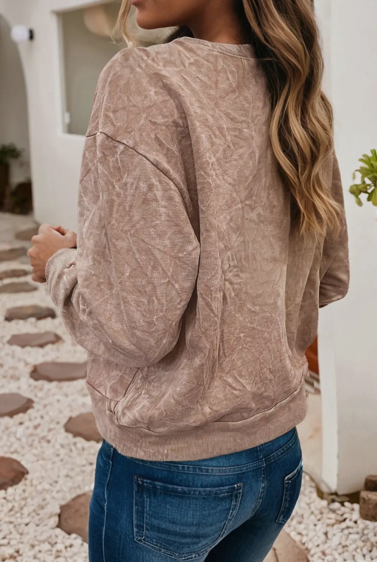 Saved By Grace Embroidered Mineral Washed Crew Neck