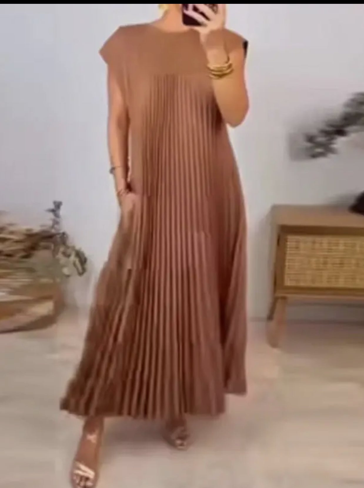 Elegant On A Budget Brown Pleated Dress