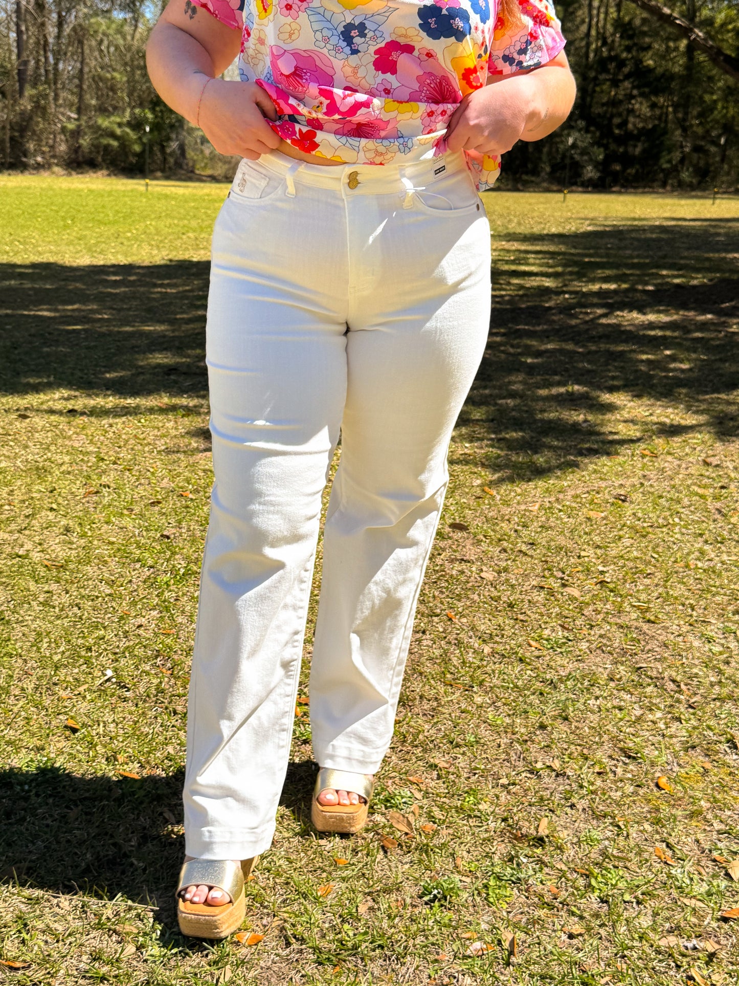 When Can I See You JUDY BLUE Straight Leg Trouser Hem Pants