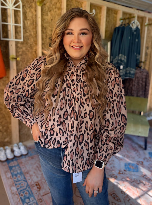 Missin’ You Leopard Balloon Sleeve Top