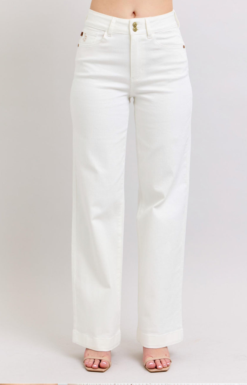 When Can I See You JUDY BLUE Straight Leg Trouser Hem Pants