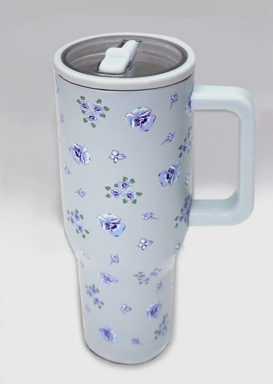 SPILLPROOF Blue/Floral Tumbler