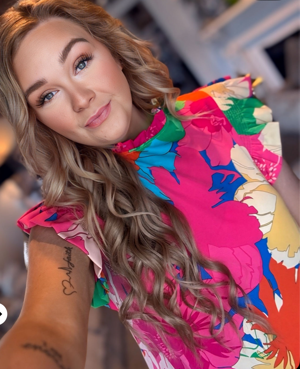 Let’s Go To Hawaii Floral Flutter Sleeve Dress