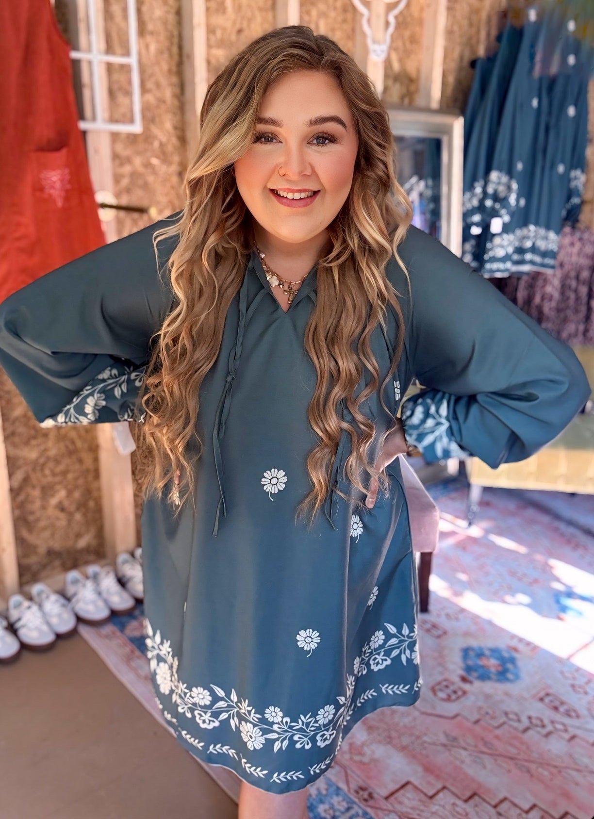 I Hope You’re Happy Green Embroidered Dress