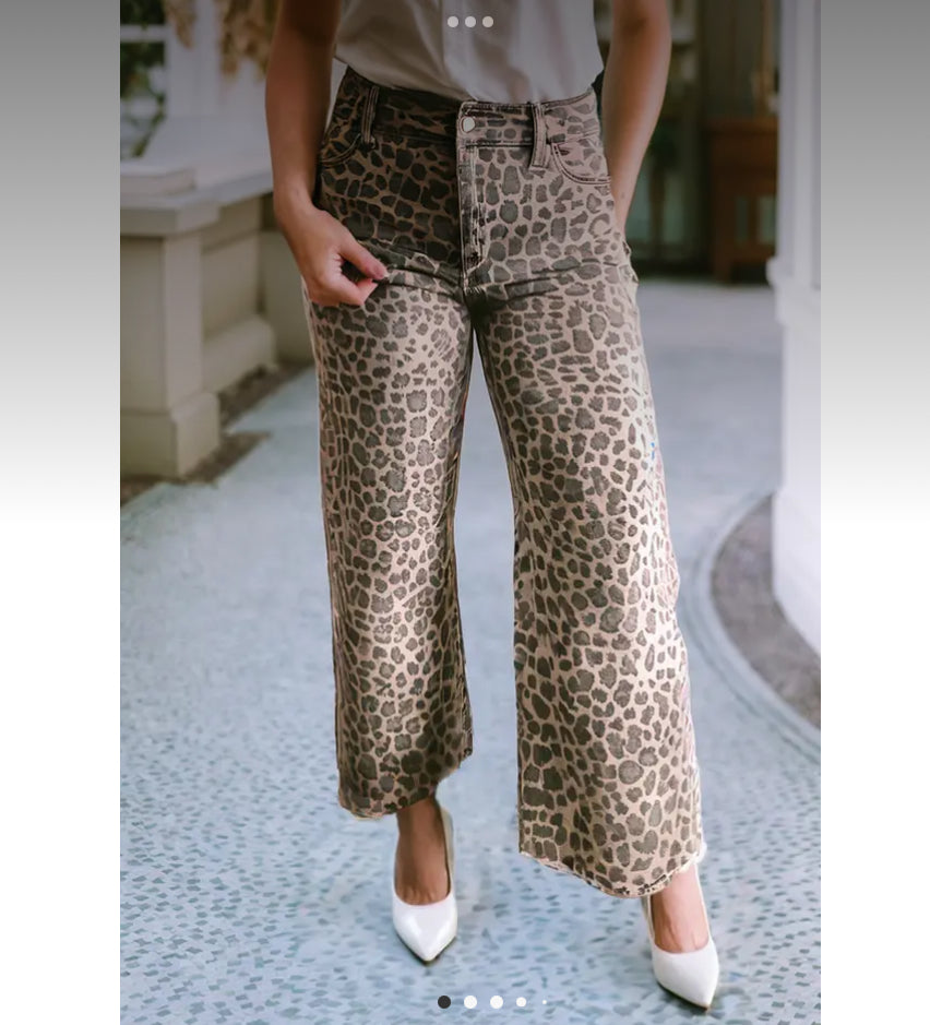 Wild One Leopard Fray Hem Jean