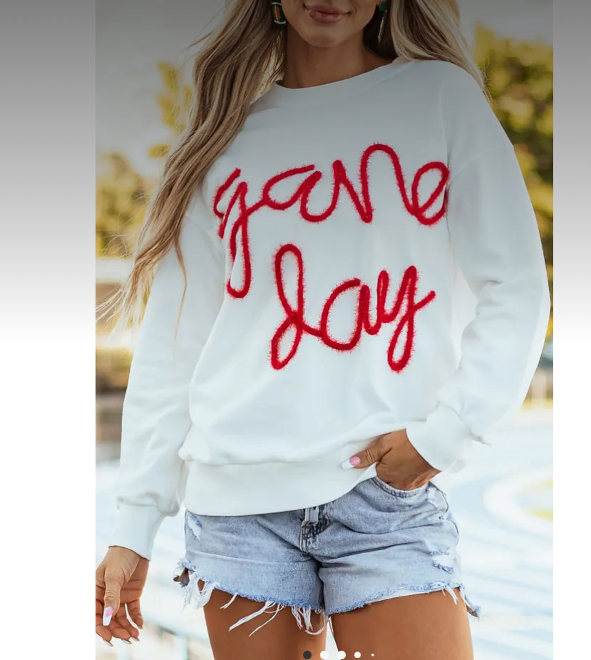 GAME DAY White Long Sleeve Tee