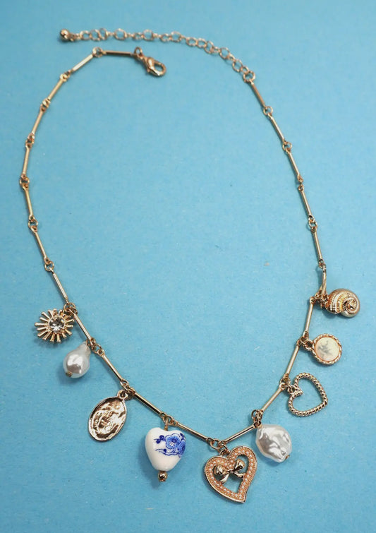 Bow|Shell|Heart|Pearl Charm Necklace