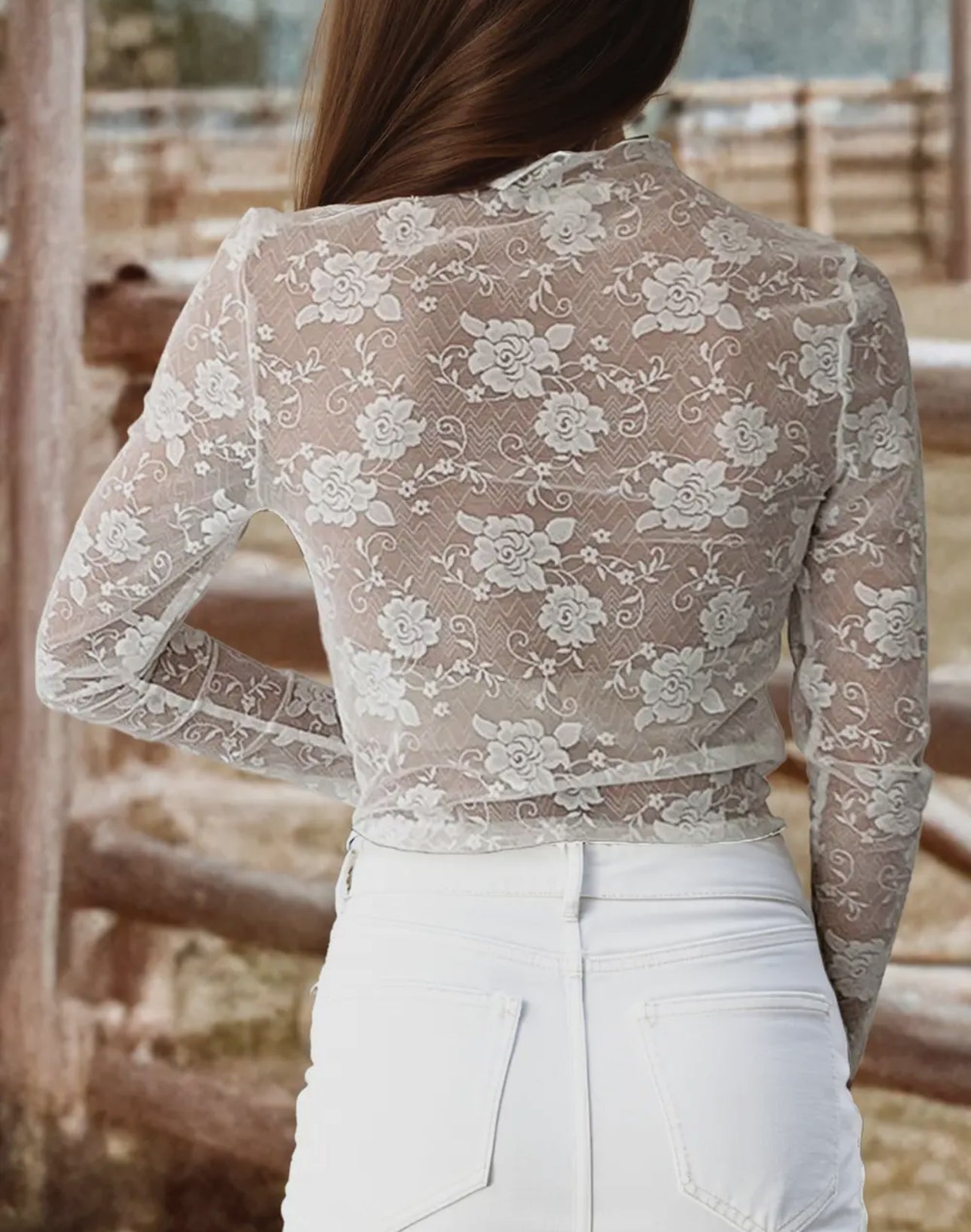 Floral Mesh Top (cream)