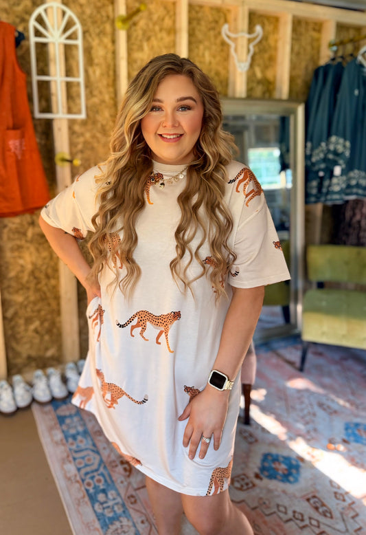 Bad As The Rest Cheetah Teeshirt Dress