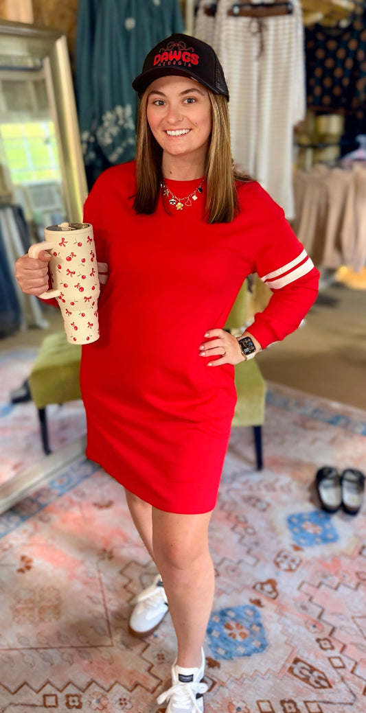 Varsity Red Tee Shirt Dress