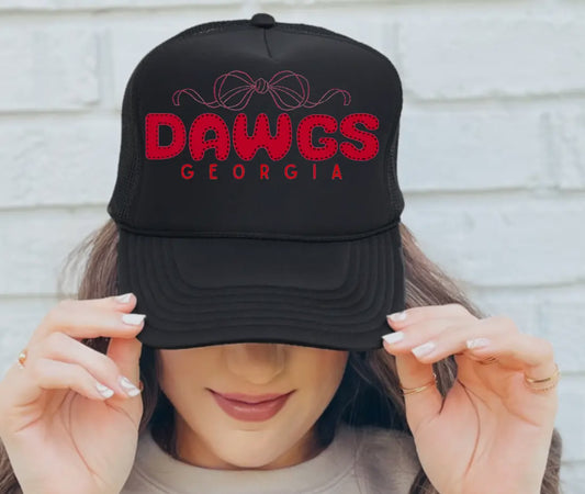 DTF PRINTED DAWGS COQUETTE TRUCKER HAT