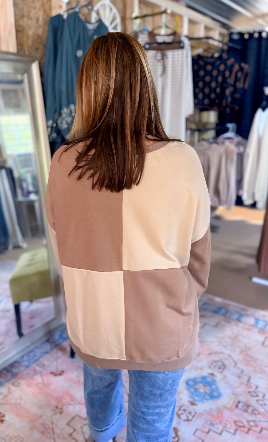 Sit Around The Bonfire Color-block Henley