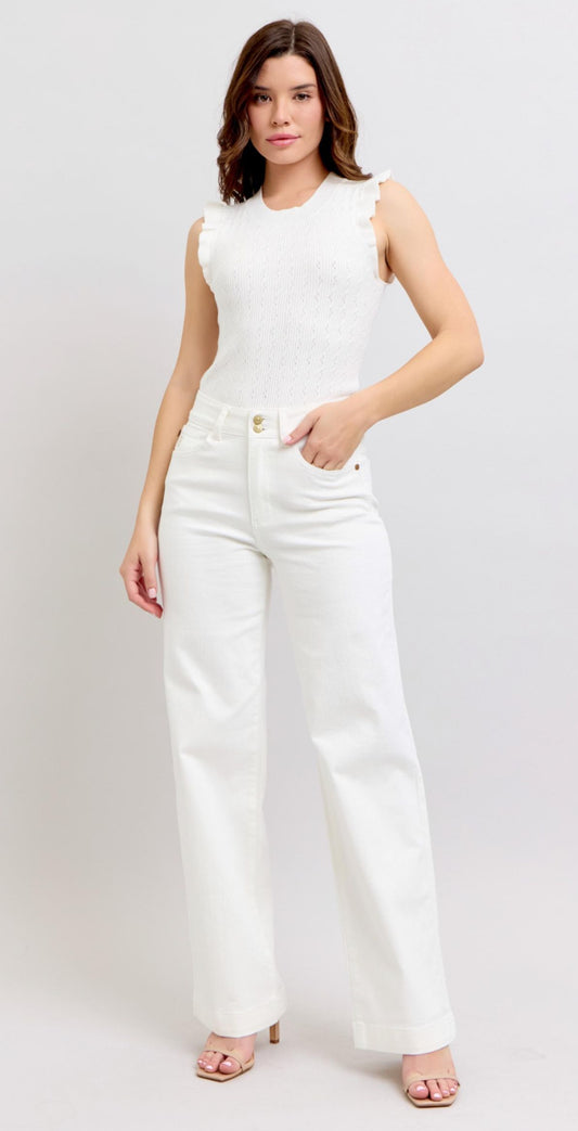 When Can I See You JUDY BLUE Straight Leg Trouser Hem Pants