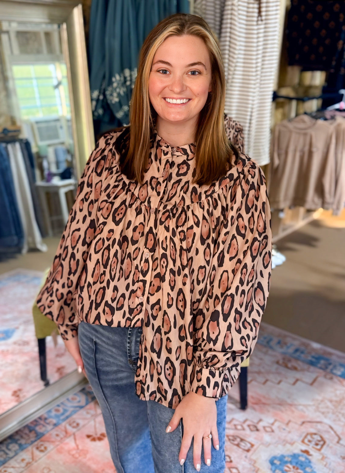 Missin’ You Leopard Balloon Sleeve Top