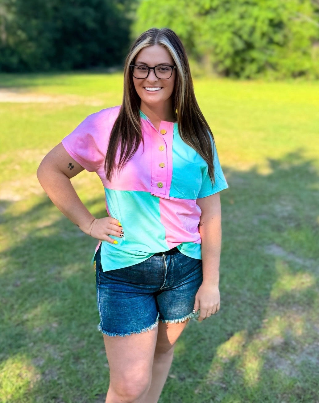 Don't Mind If I Do Colorblock Top